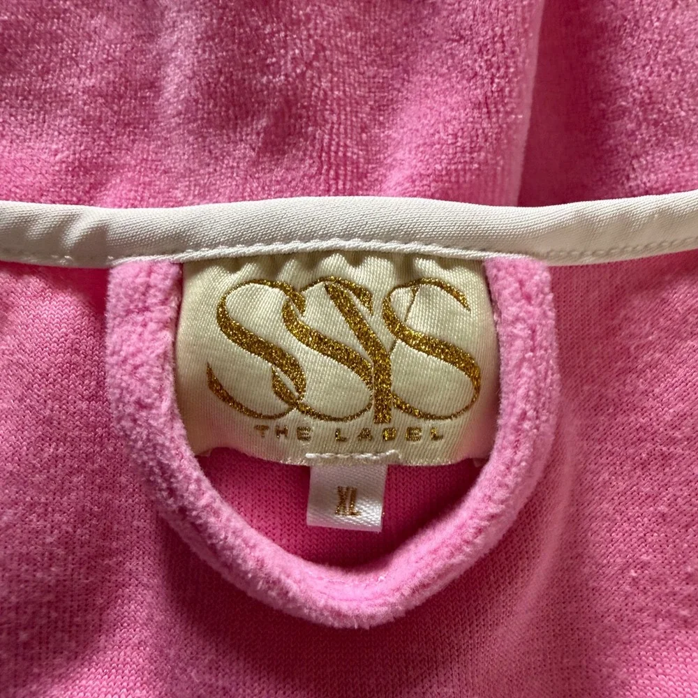 SSYS The Label Pink Velour Zip Cover Up Dress Robe Barbiecore Y2K Resort XL
